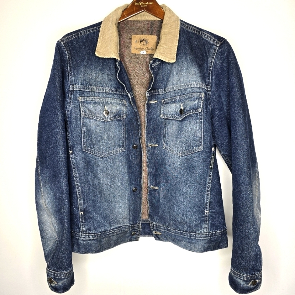 VintageWindRiver Men's Denim Jacket with Tan Corduroy Collar Size S Or Women's M - Picture 2 of 13